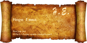 Hege Emma névjegykártya